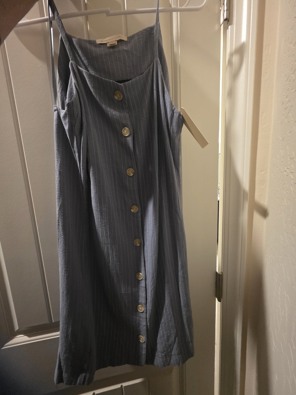 Light Blue Striped Button-Front Sundress -  Women